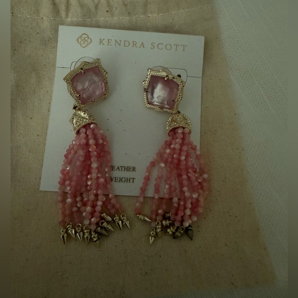 Kendra Scott Misha Pink and Gold Beaded Earrings